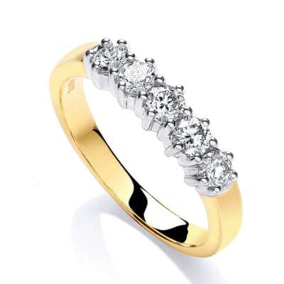 9K Gold Diamond Half Eternity Ring 0.50 CTW - Pobjoy Diamonds