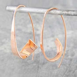 Handmade Rose Gold Plated Silver Ribbon Hoop Earrings - Pobjoy Diamonds