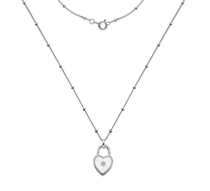 Sterling Silver Heart Diamond Point Neck Chain - Pobjoy Diamonds