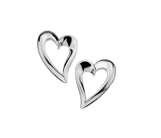 Sterling Silver Heart Silhouette Stud Earrings - Pobjoy Diamonds