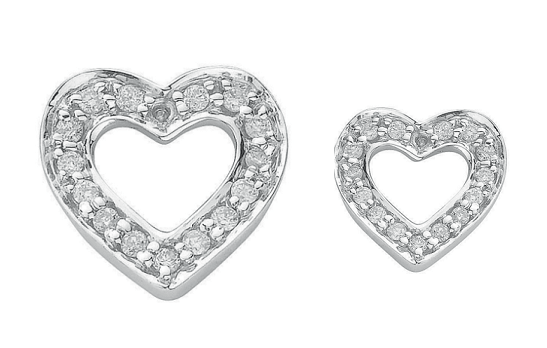 18K Gold 0.18 Carat Diamond Heart Earrings-Pobjoy Diamonds