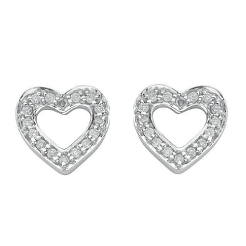 18K Gold 0.18 Carat Diamond Heart Earrings-Pobjoy Diamonds