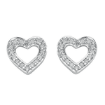 18K Gold 0.18 Carat Diamond Heart Earrings-Pobjoy Diamonds