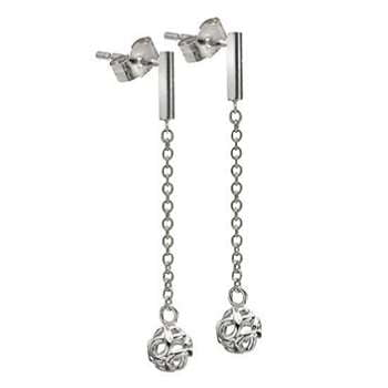 9K White Gold Infinity Bead Drop Earrings - Pobjoy Diamonds