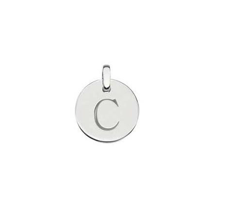 Sterling Silver Initial Circular Pendant & Neck Chain - Letters A-Z - Pobjoy Diamonds