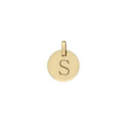 9K Yellow Gold Initial Circular Pendant & Neck Chain - Letters A-Z - Pobjoy Diamonds