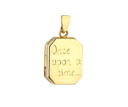 Child's 9K Yellow Gold Rectangular Text Engraved Locket - Pobjoy Diamonds