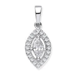 18K White Gold Marquise Diamond Set Pendant & Necklace - Pobjoy Diamonds