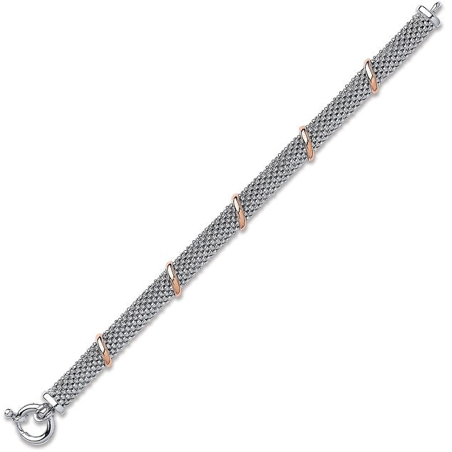 Sterling Silver & Rhodium Mesh Bracelet - Pobjoy Diamonds