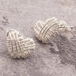 Handmade Silver Woven Heart Earrings - Pobjoy Diamonds