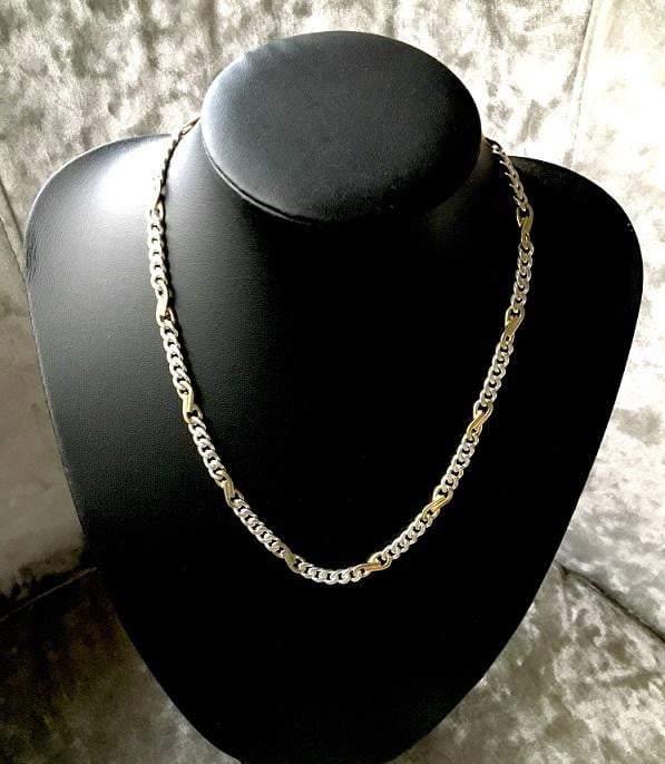 9K Yellow Gold & Sterling Silver Infinity Link Necklace - Pobjoy Diamonds