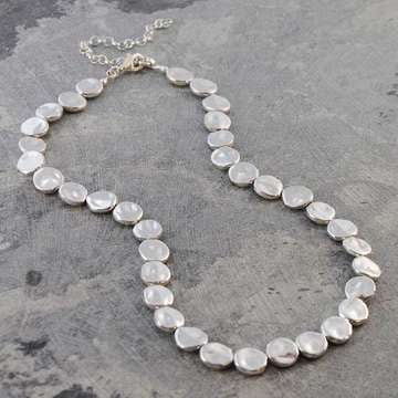 Handmade Sterling Silver Organic Bead Necklace - Pobjoy Diamonds