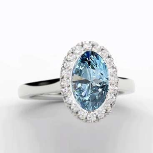 18K Gold Oval Cut Fancy Vivid  Blue Lab Grown Diamond Ring - Pobjoy Diamonds