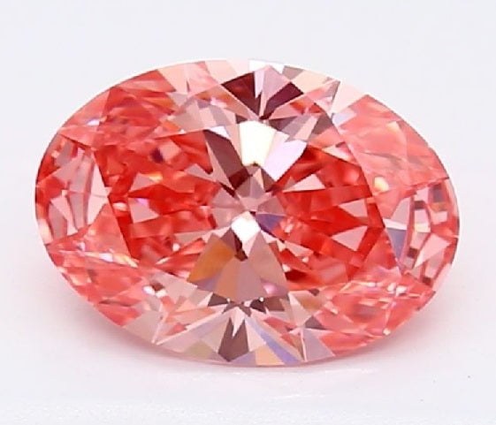 Fancy Vivid Pink Oval Cut Lab Grown Diamond 1.22 Carat VVS2 - Pobjoy Diamonds