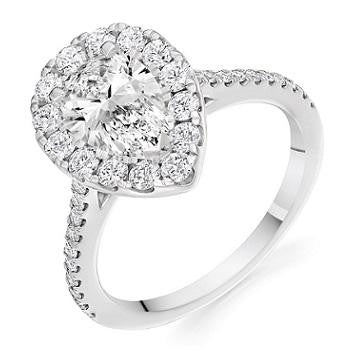 950 Platinum Pear Shape Diamond Halo & Shoulder Ring 1.75 CTW - Sandringham - [product_type] - Pobjoy Diamonds - Pobjoy Diamonds