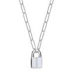 Sterling Silver Paperclip & Padlock Necklace - Pobjoy Diamonds