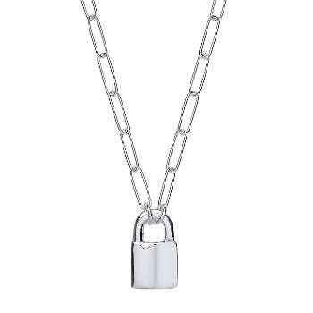 Sterling Silver Paperclip & Padlock Necklace - Pobjoy Diamonds