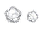 9K White Gold Diamond & Pearl Stud Earrings 0.17 CTW - Pobjoy Diamonds