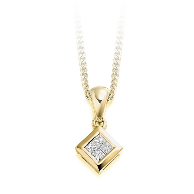 18K Yellow Gold Diamond Drop Pendant 0.15 CTW - Pobjoy Diamonds