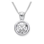 18K Gold Rubover Set Diamond Pendant & Neck Chain - Choice Of Size & Grade - Pobjoy Diamonds