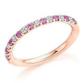 18K Rose Gold & Pink Sapphire Half Eternity Ring 0.38 CTW - Pobjoy Diamonds