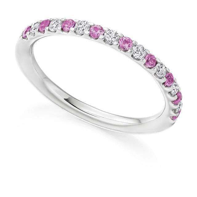 950 Platinum & Pink Sapphire Half Eternity Ring 0.38 CTW - Pobjoy Diamonds