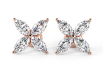 18K Gold Marquise Cut Diamond Stud Earrings - Pobjoy Diamonds