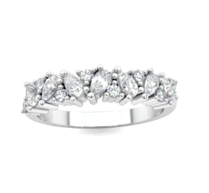 Platinum Round & Pear Diamond Cocktail Ring 1.00 Carat