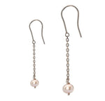 9K Rose Gold & Pink Pearl Ladies Drop Earrings - Pobjoy Diamonds