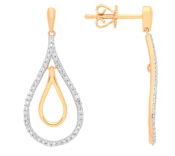 9K Yellow Gold Diamond Drop Earrings 0.25 CTW - Pobjoy Diamonds