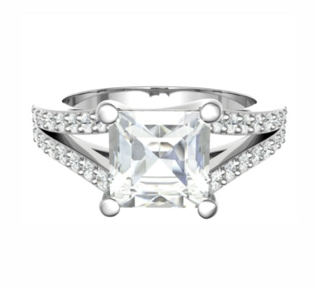 950 Platinum Split Shoulder 1.40 CTW Princess Cut Diamond Ring - G/VS2 - Pobjoy Diamonds