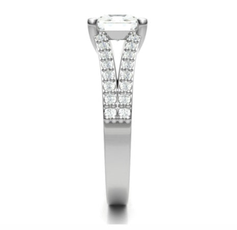 950 Platinum Split Shoulder 1.40 CTW Princess Cut Diamond Ring - G/VS2 - Pobjoy Diamonds