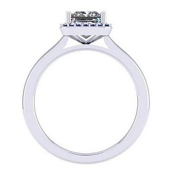 Princess Cut Diamond & Sapphire Halo Diamond Ring - Pobjoy Diamonds