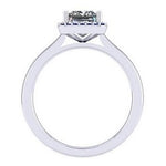 Princess Cut Diamond & Sapphire Halo Diamond Ring - Pobjoy Diamonds