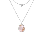 Sterling Silver Rose Quartz Drop Pendant & Necklace - Pobjoy Diamonds