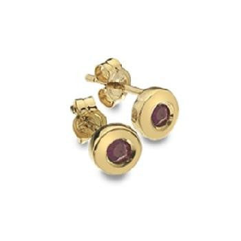 9K Yellow Gold & Ruby Medium Stud Earrings - Pobjoy Diamonds