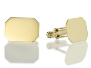 9K Yellow Gold Gents Rectangular Bar Cufflinks - Pobjoy Diamonds