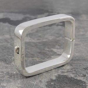 Handmade Silver Rectangle Bangle - Pobjoy Diamonds