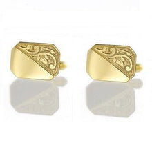 Load image into Gallery viewer, 9K Yellow Gold Rectangle Half Engraved Cufflinks - Pobjoy Diamonds