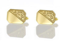 Load image into Gallery viewer, 9K Yellow Gold Rectangle Half Engraved Cufflinks - Pobjoy Diamonds