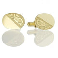 9K Yellow Gold Oval Part Engraved Gents Cufflinks - Pobjoy Diamonds