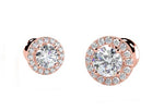 18K Gold Diamond Halo Stud Earrings 0.40 Carat 