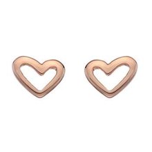 Load image into Gallery viewer, Sterling Silver Rose Gold Plated Heart Silhouette Stud Earrings - Pobjoy Diamonds