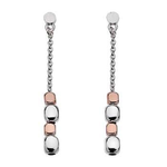 Sterling Silver & Rose Gold Plated Chain Multi Drop Earrings - Pobjoy Diamonds