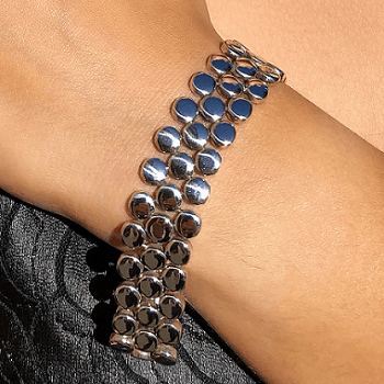 Handmade Medium Chunky Sterling Silver Disc Ladies Bracelet-Pobjoy Diamonds