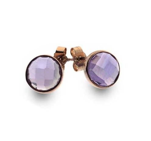 9K Rose Gold & Amethyst Ladies Stud Earrings - Pobjoy Diamonds