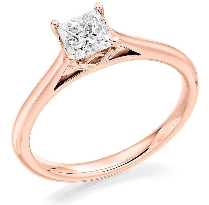 18K Rose Gold 0.60 Carat Princess Cut Solitaire