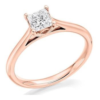 18K Rose Gold 0.60 Carat Princess Cut Solitaire