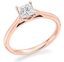 Load image into Gallery viewer, 18K Rose Gold 0.60 Carat Princess Cut Solitaire