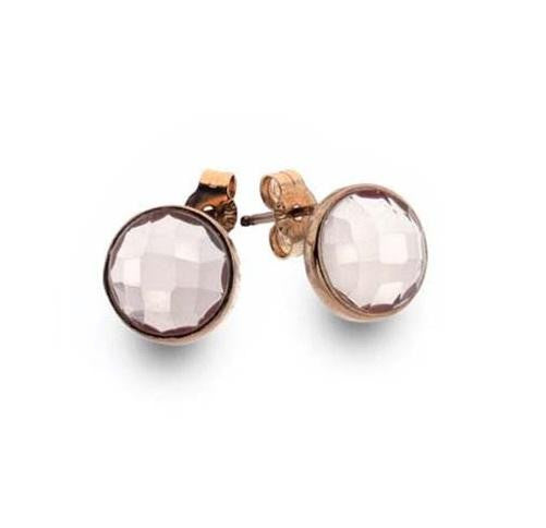 9K Rose Gold & Rose Quartz Ladies Stud Earrings - Pobjoy Diamonds